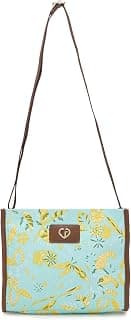 Caprese Women's Canvas Printed Pattern Hazel Sling Bag (Aqua, Medium)