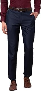 Park Avenue Men Mid Rise Smart Fit Polyviscose Blend Flat Front Structure Pattern Fawn Formal Trouser