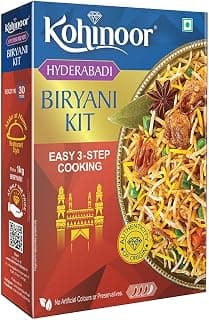 Kohinoor Basmati Biryani Kit Hyderabadi, 333g | Ready-to-Cook Authentic Biryani | Easy 3-Step Recipe (Weight May Vary)