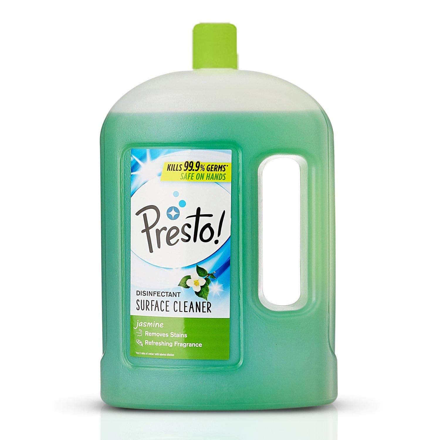 Amazon Brand - Presto! Jasmine Disinfectant Surface & Floor Cleaner Liquid | Jasmine | 2 Litre Can | Kills 99.9% Germs | Removes Stains | Safe On Hands