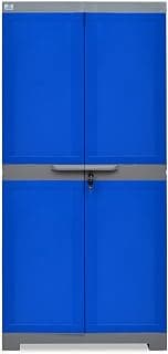 Nilkamal Freedom Big FMM Plastic Cabinet | 3-Year Warranty | 4-Shelf Storage Cupboard with Doors | Multi Organizer | for Home and Kitchen | Almirah with Shelves |Deep Blue/Grey