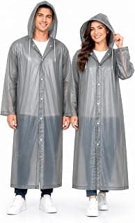 MIKANIX Waterproof Hooded Raincoat for Men & Women | Full Length Reusable PVC Rain Wear | Lightweight Windproof Rain Jacket with Front Button Closure (Pack of 1)