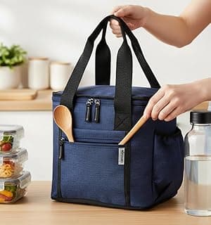 Wooum Thermal Insulated Lunch Bag for Office Men Women Kids | 9L Tiffin Bag with Bottle Holder | Waterproof Food Bag for School, Travel, Work | Leakproof, Compact, 1 Year Warranty (Navy Blue)