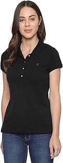 Allen Solly Women’s Polo Neck T‑Shirt | Soft Touch Fabric | Regular Fit | Solid Casual Tee