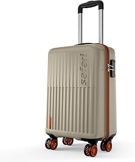 Safari Astra Neo 8 Wheels 56cm Cabin Size Trolley Bag, Hard Case Polycarbonate, 360 Degree Wheeling Carry-on Luggage for Men & Women, Travel Bag, Suitcase for Travel, Trolley Bag for Travel, Champagne