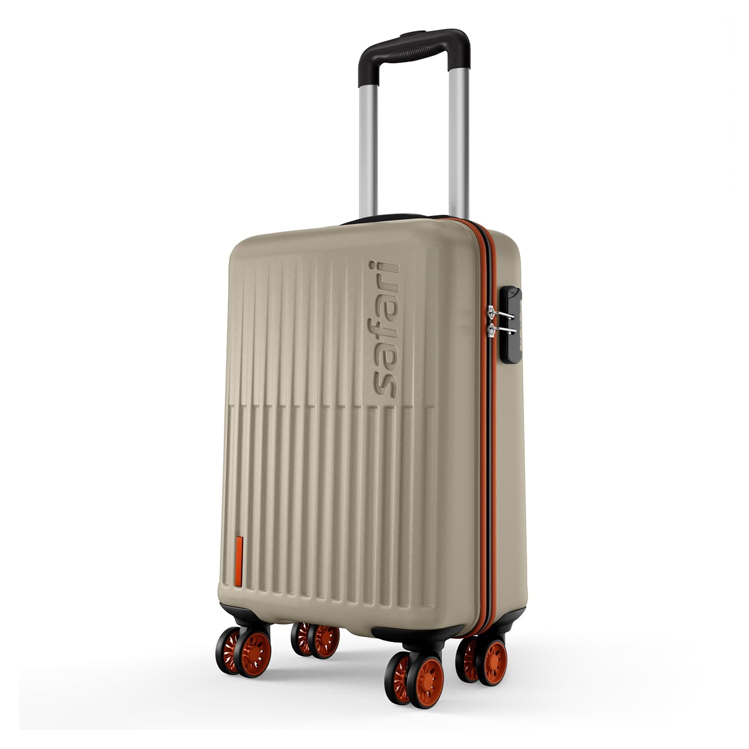 Safari Astra Neo 8 Wheels 56cm Cabin Size Trolley Bag, Hard Case Polycarbonate, 360 Degree Wheeling Carry-on Luggage for Men & Women, Travel Bag, Suitcase for Travel, Trolley Bag for Travel, Champagne
