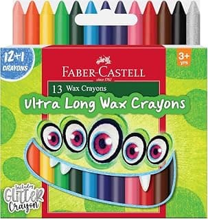 Faber-Castell Wax Crayons 13 Shades | Jumbo Extra Long Crayons for Kids | Smooth, Bright & Break-Resistant Colouring Crayons | Ideal for School & Art Activities