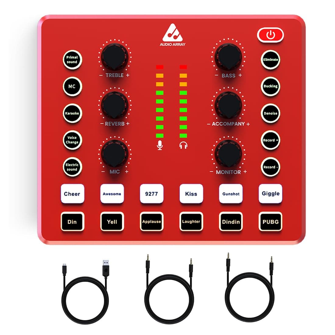 Audio Array AI-11 USB Bluetooth Soundcard, 1Ch Mixer, Audio Interface | 2 Condenser In, 2 Out |2 Live Out+1 Accompany In | OTG for mobile and PC/MAC | Effects | Streaming, Podcasting, Gaming, Singing