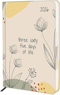 Jhingalala Diary 2026 - Floral Theme Printed Hard Bound Daily & Monthly Planner 2026 with Monthly Index Cut and Ribbon Bookmark | 1 Day to a Page Format | 365 Dates Personal Diary | Size 21x15 cm