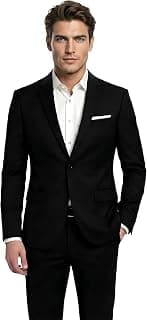 Men's Black Slim Fit Blazer, Formal Single-Breasted Blazer for Office and Special Occasions