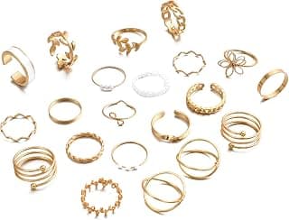 Shining Diva Fashion Set of 21 Latest Stylish Gold Plated Rings for Women and Girls (15204r)