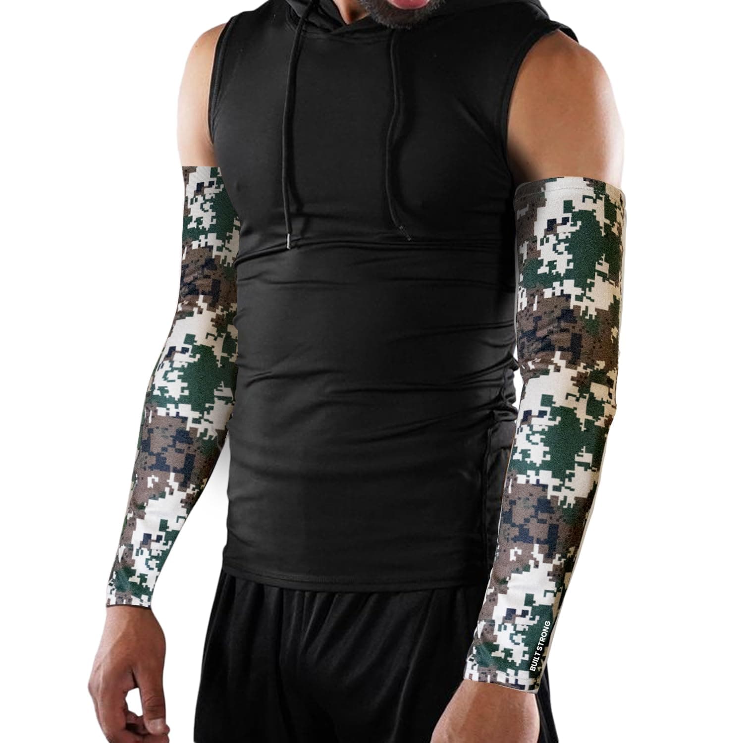 XTRIM Unisex Arm Compression Sleeves for Bike Riding, Large, Camo Green | For UV Protection, Breathable, Sweat-Wicking Compression Sleeves for Sports