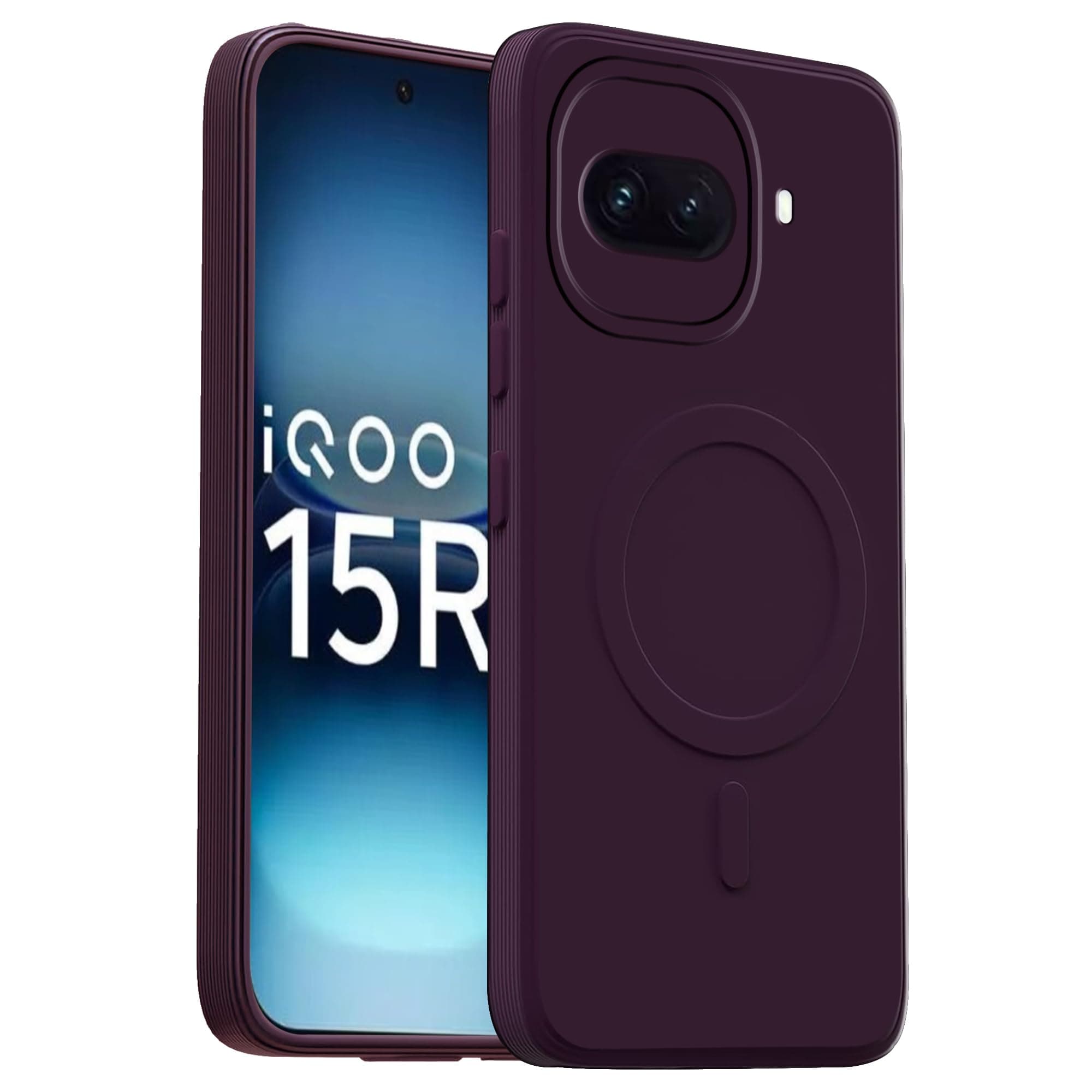 amazon basics Back Cover for IQOO 15R 5G Soft Matte Silicone Mag-Safe Design (Mag-Safe Not Support) Camera Protection | Slim Fit Bumper Cover (Purple)