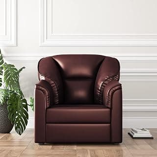 WESTIDO Burj Leatherette 1 Seater Sofa (Finish Color - Brown Leatherette | 1 Year Warranty