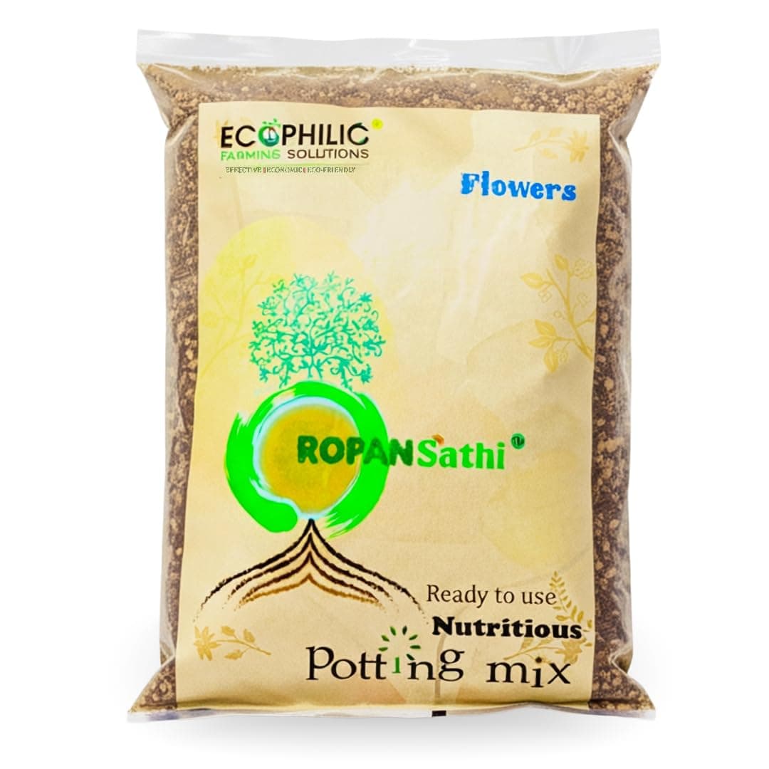 Ropansathi Potting Mix for Flowering Plants- 5 kg | Fine Textured, Plant Nutrient Rich Premium Formula for Vibrant Home Gardens | pH Optimized | Organic Plant Booster added