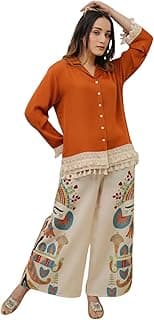 Co Ord Set for Women Stylish Card Set Dress for Women Trendy Top with Plazo Pant Ladies Coord Outfit Modern Wear for Travel Office Casual Look Premium Two Piece Clothing Style