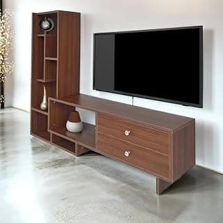 Raywud Urban Nest Engineered Wood Standalone TV Unit for Living Room, Entertainment Unit with Display Shelves, for Upto 47 Inch TV | Do It Yourself (DIY) (Walnut)