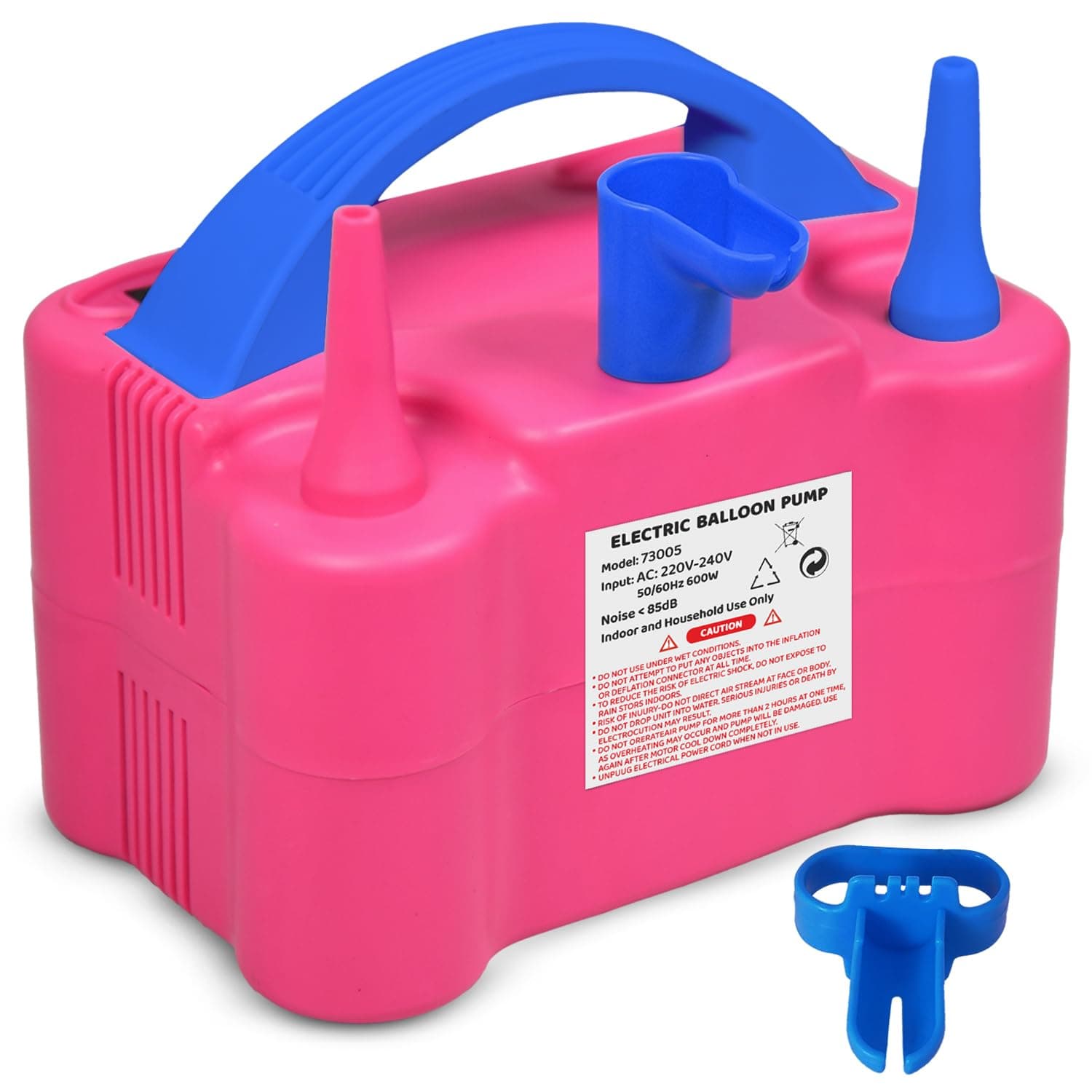 Kipa Gaming Electric Air Balloon Pump 220V 600W Dual Nozzle - Includes Fix and Tying Tool with 1 Extra Hand-Tying Tool Ideal for Parties & Decorations, Saving You Time (Balloon Pump Pink)