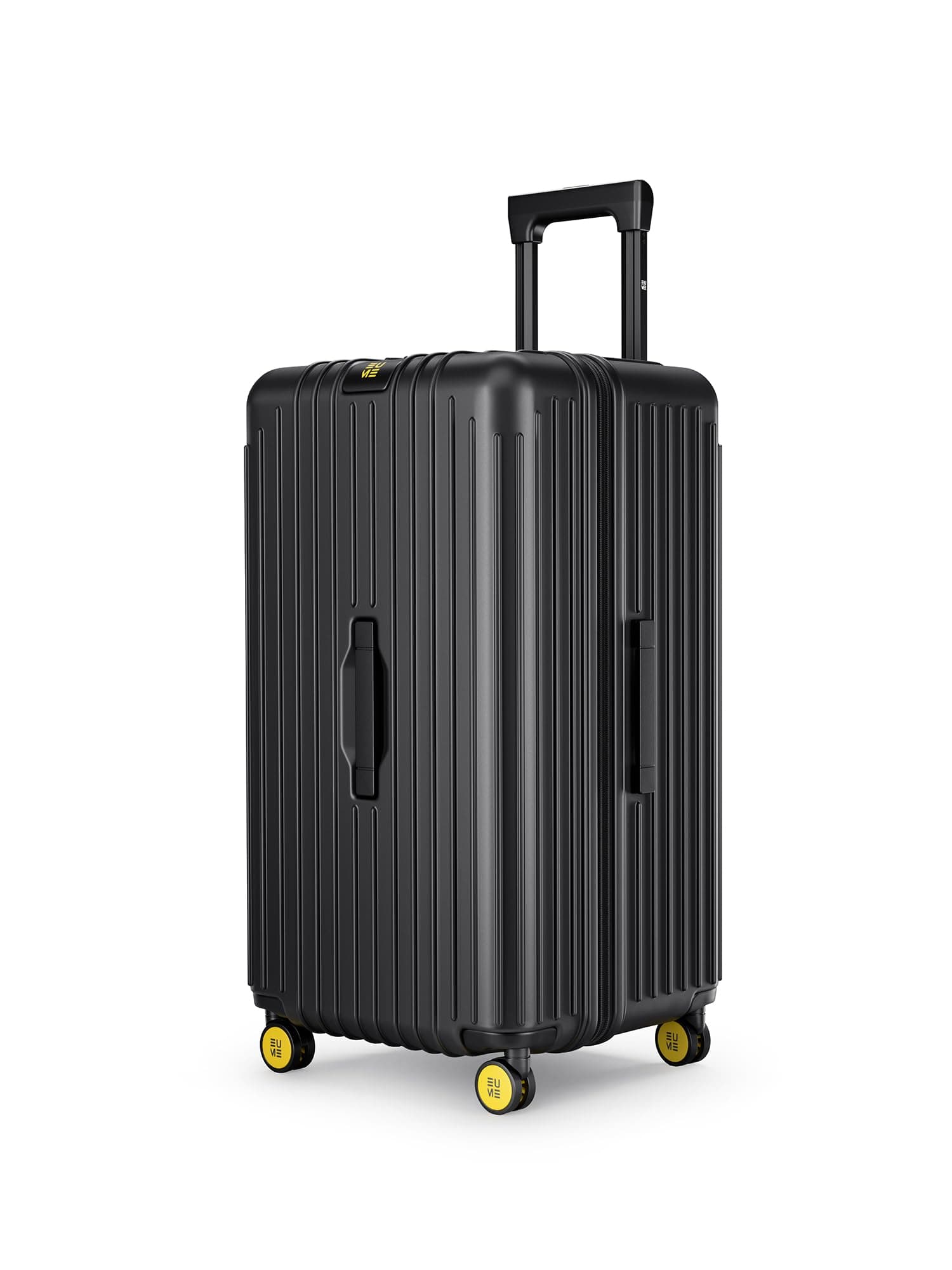 EUME Trunk Check in Trolley Bag Medium Size for Travel | 66cm to 74cm Expandable Trolley Bag | Polycarbonate 8 Silentrun Spinner Wheels Suitcase | Premium Trolley Bags for Travel (Charcoal Black)