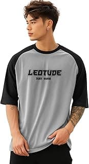 LEOTUDE Men Polycotton Classy Look Regular Fit Round Neck Half Sleeve Tshirt| Colorful Oversized Fit T-Shirt for Mans