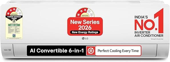 LG 1.5 Ton 3 Star, New star rated, Smart Inverter Split AC (Copper, AI Convertible 6-in-1, Faster Cooling & Energy Saving, Diet Mode+, HD Filter with Anti-Virus Protection,Him Clean, AS-Q18JNXE,White)