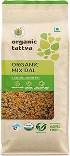 ORGANIC TATTVA Mix Dal 500g | Protein-Rich Indian Lentils, Tadka Dal Mix, Khichdi & Everyday Cooking | Blend of Toor, Moong, Masoor & Chana | Unpolished Pulses for a Healthy Pantry