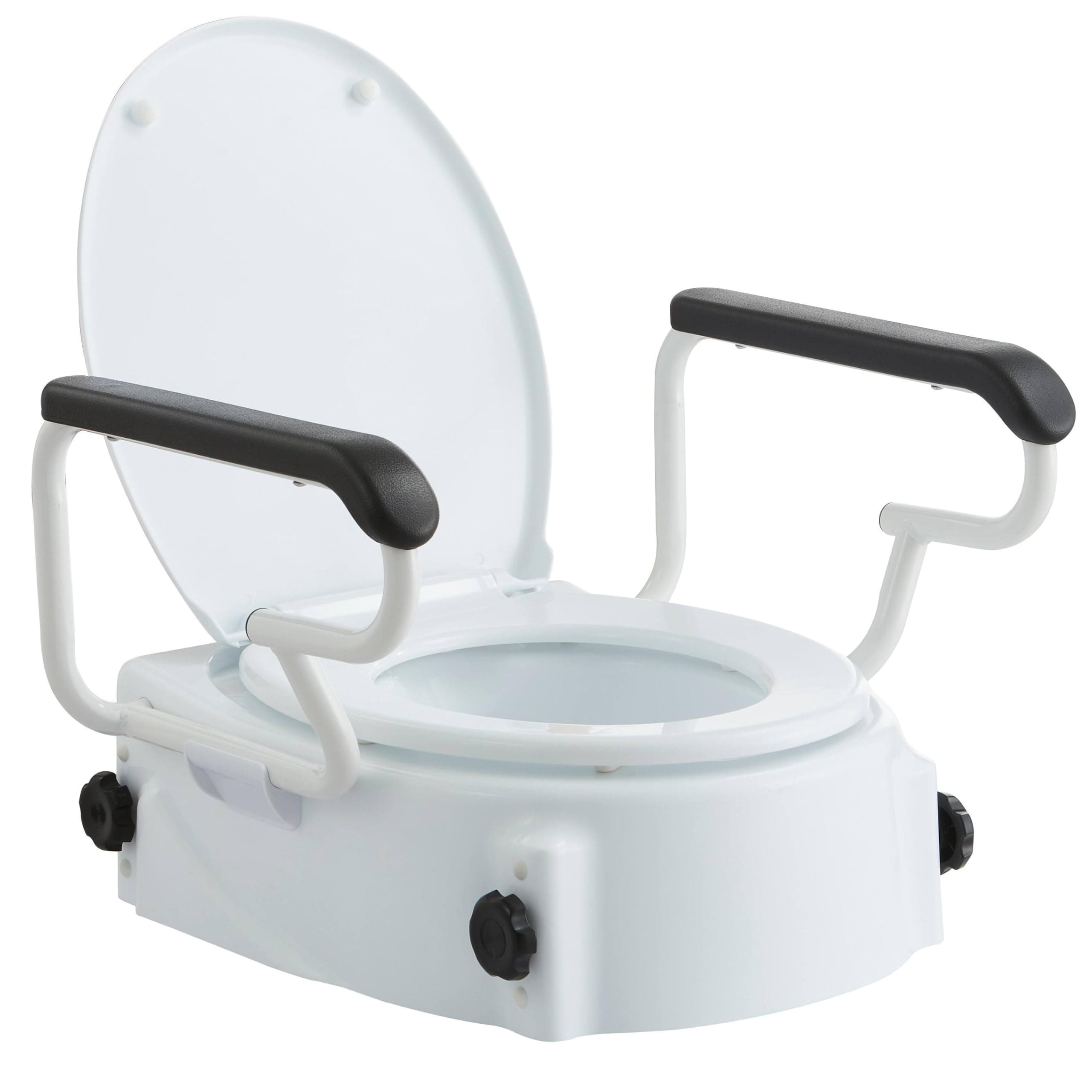 DIALDRCARE Elevated Portable Raised Toilet Seat with Removable Handles – Height Adjustable Commode Riser for Elderly, Seniors & Post-Surgery Patients