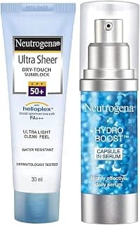Neutrogena Ultra Sheer Dry Touch Sunblock Spf 50+ Sunscreen For Women And Men, 30Ml And Neutrogena Hydro Boost Capsule In Serum, Transparent, 30 Ml
