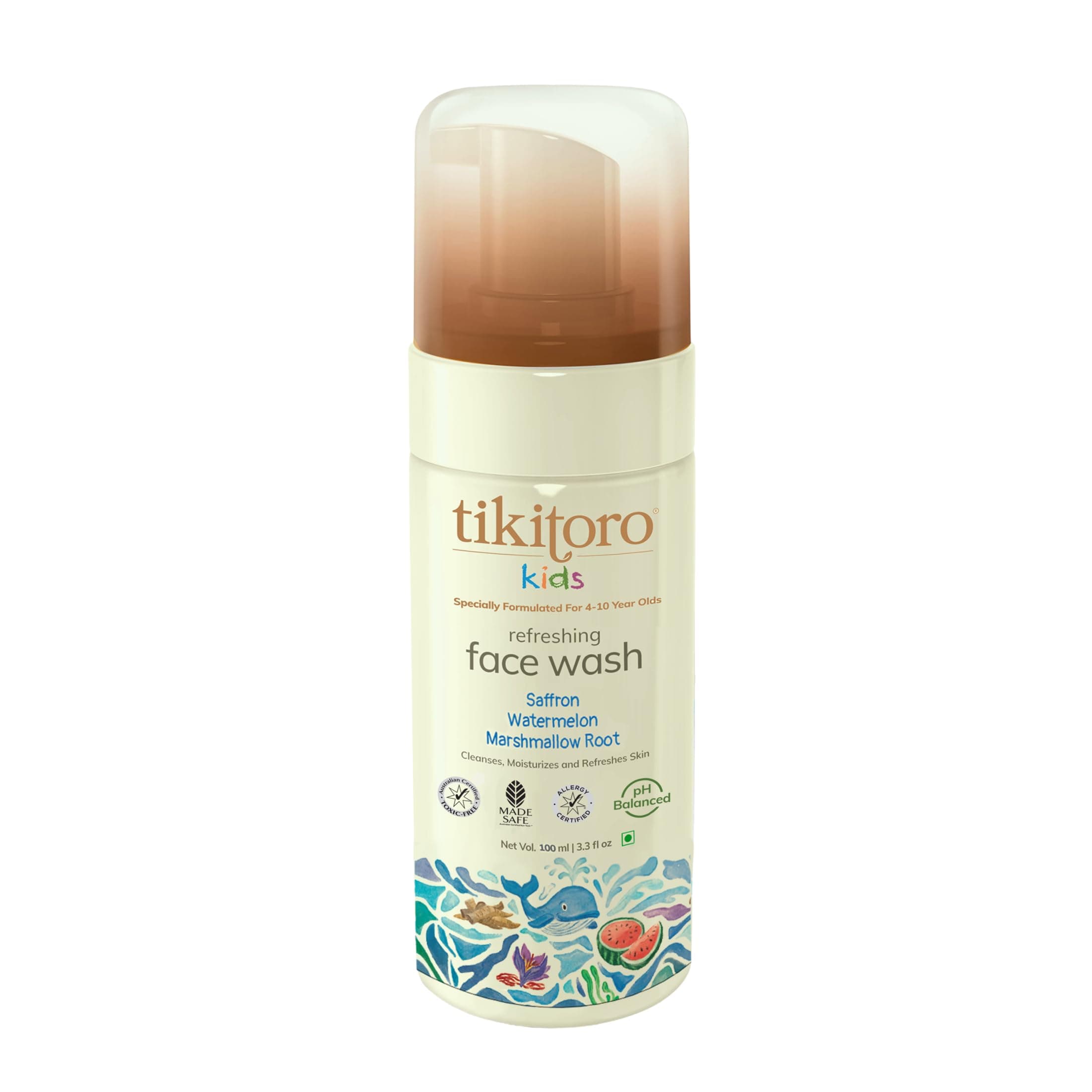 Tikitoro Kids Face Wash | Pediatrician Approved | Brightens Dull Skin, Boosts Natural Glow & Moisturizes Skin | No Parabens & Sulphates | Ages 4-10 (100 ml)