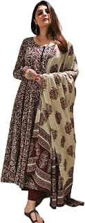 Nermosa Women Printed Anarkali Kurta and Pant Set with Dupatta | Printed Kurta Set | Women Kurta Sets |