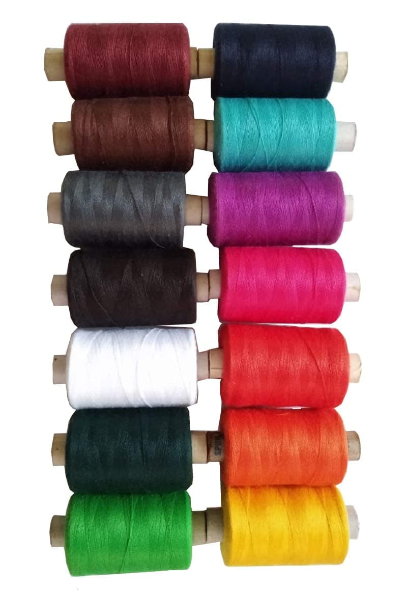 Homeistic Applience 800 Meter Sewing Threads Basic Color Strong Cotton Polyester Threads For Sewing Dhaga Shade Spools For Machine Tailoring and Hand Stitching (14 Pcs, Regular Dark Color), Multicolor