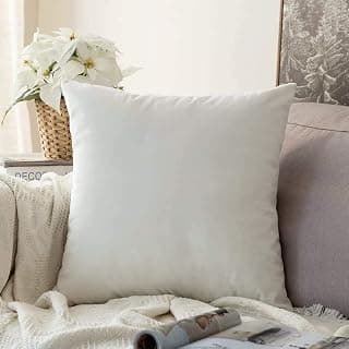 Khooti Velvet Cushion Cover Pack of 1-8" x 8" / 20 x 20 cm - Pure White - Soft Pillow Covers Cushion Case for Sofa Bedroom Livingroom Chair Car, Cushion Cover