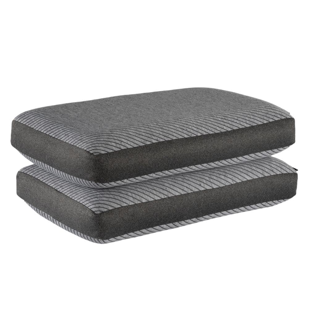 Wakefit Memory Foam Pillow Set of 2 | Large | 25x15x4 Inch Orthopedic Pillows for Neck Pain | Machine Washable Jacquard Cover with Zipper | 2 Year Manufacturer Warranty - Light Grey