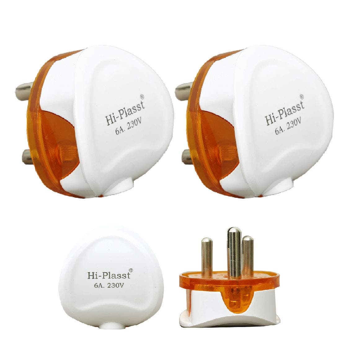 Hi-Plasst 6A 3-Pin Plug Top (Pack of 2) Electrical Plug for Iron, Home Theatre, Water Purifier, RO, Hair Dryer, Mixer Grinder | Premium Model | Unbreakable Easy to Install or Replace Old Plug Tops