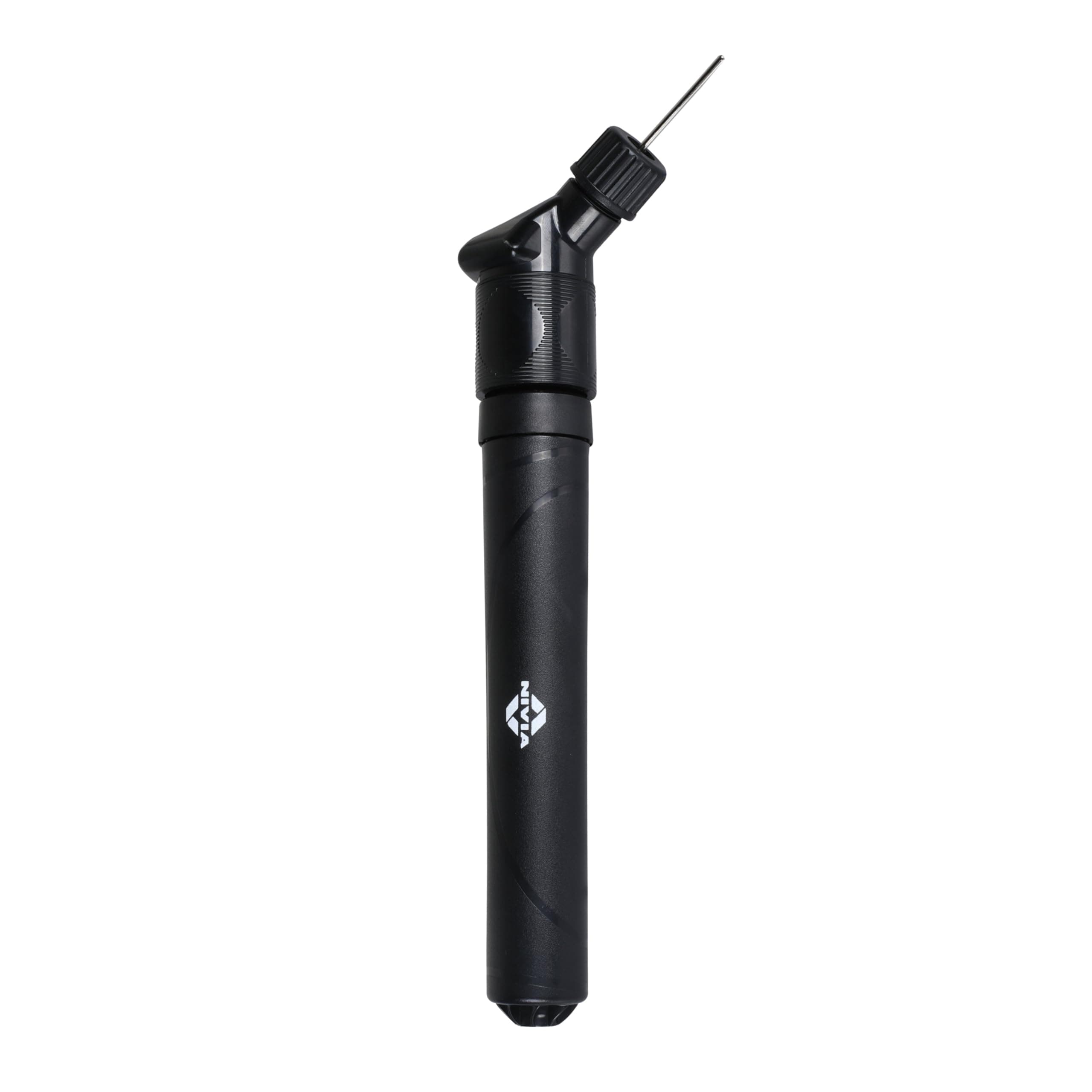 Nivia Double Action Ball Pump with Needle, Air Pump for Sports Football, Volleyball, Basketball, Rugby, Soccer Ball, Pump Air Flow Capacity - 8.25 L/Min (Black)