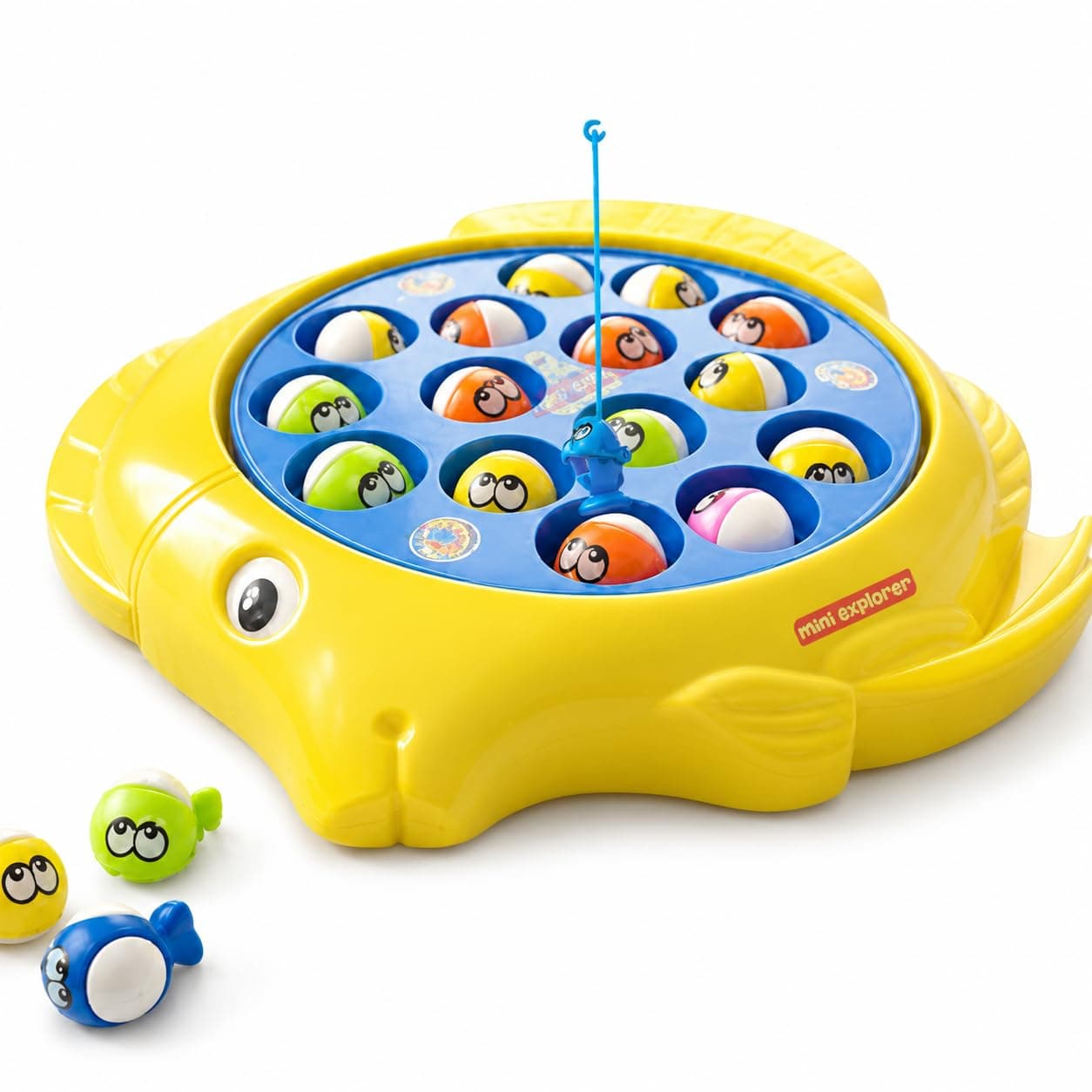 MiniExplorer Fishing Game with Music and Rotating Pond|Sound Toy for Kids 4+Yrs|Indoor Musical Toy|Skill Development|15 Fishes & 4 Fishing Poles|Birthday Return Gifts for Kids