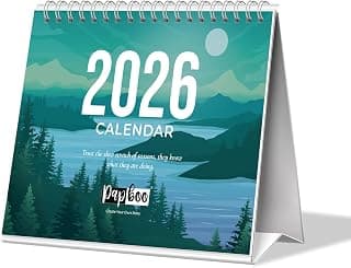 Papboo Aesthetic 2026 12 Months Desk Calendar With To-do List Planner and Sticker Sheet Includes notes section 220 GSM White Wiro, 6 * 8 Inchs(Scenery)