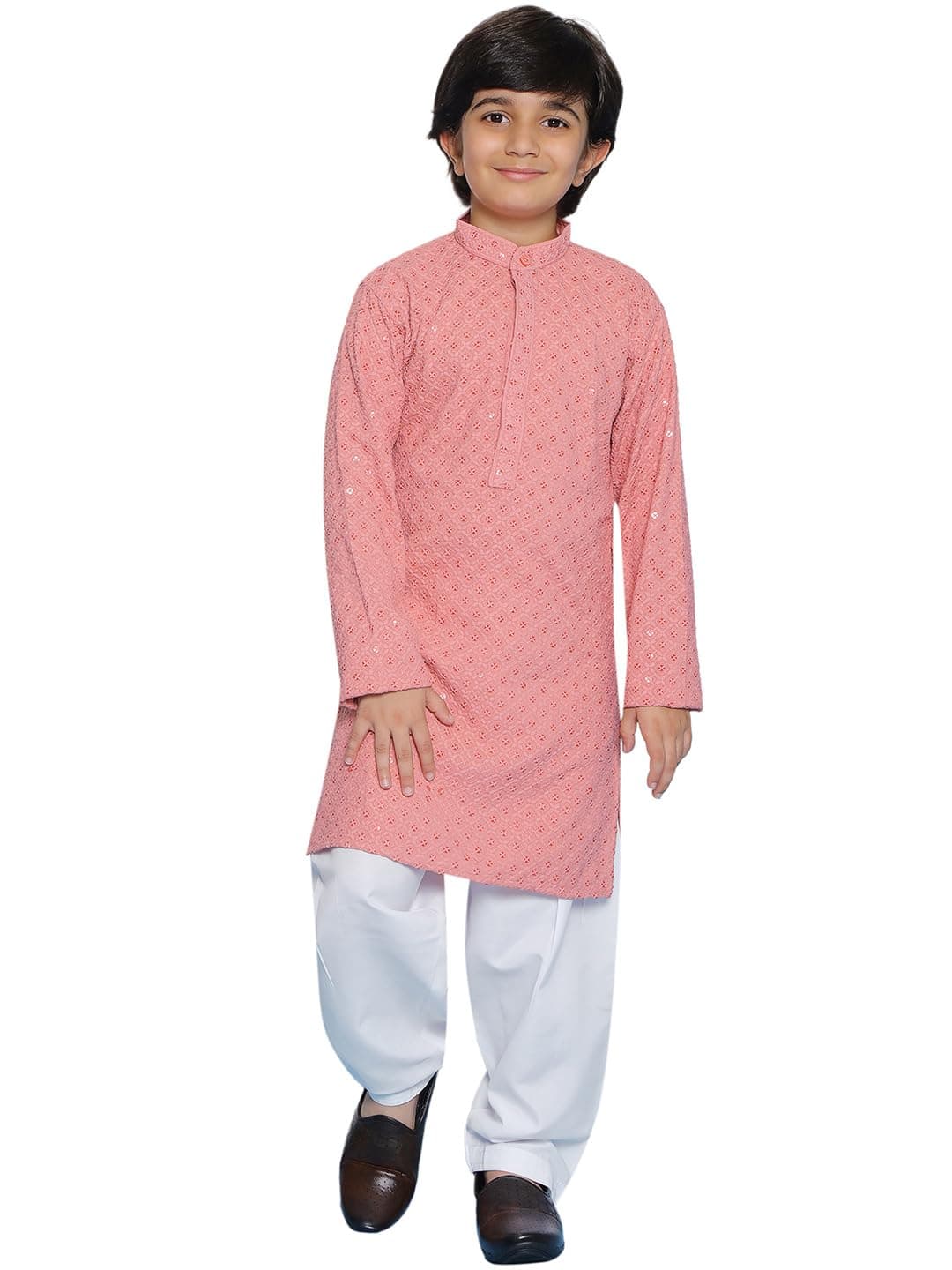 AJ DEZINES Kids Kurta Pajama Set For Boys | Embroidery Chikankari Kurta Set | Traditional & Festive Outfit | Cotton Stylish Boys Kurta Pyjama | Perfect For Festivals Wedding & Family Function