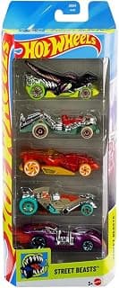 Hot Wheels Car 2026 Street Beasts Pack of 5 (Arachnorod, Draggin Tail, Tur-Bone Charged, Veloci-Racer, Zombat) Multi - Color