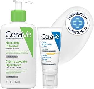 CeraVe Morning Skincare Combo | Hydrating Cleanser - Non-Foaming Face Wash 236 ml And AM Facial Moisturizing Cream with Broad Spectrum SPF 52 Ml - Non-Comedogenic and Fragrance-Free