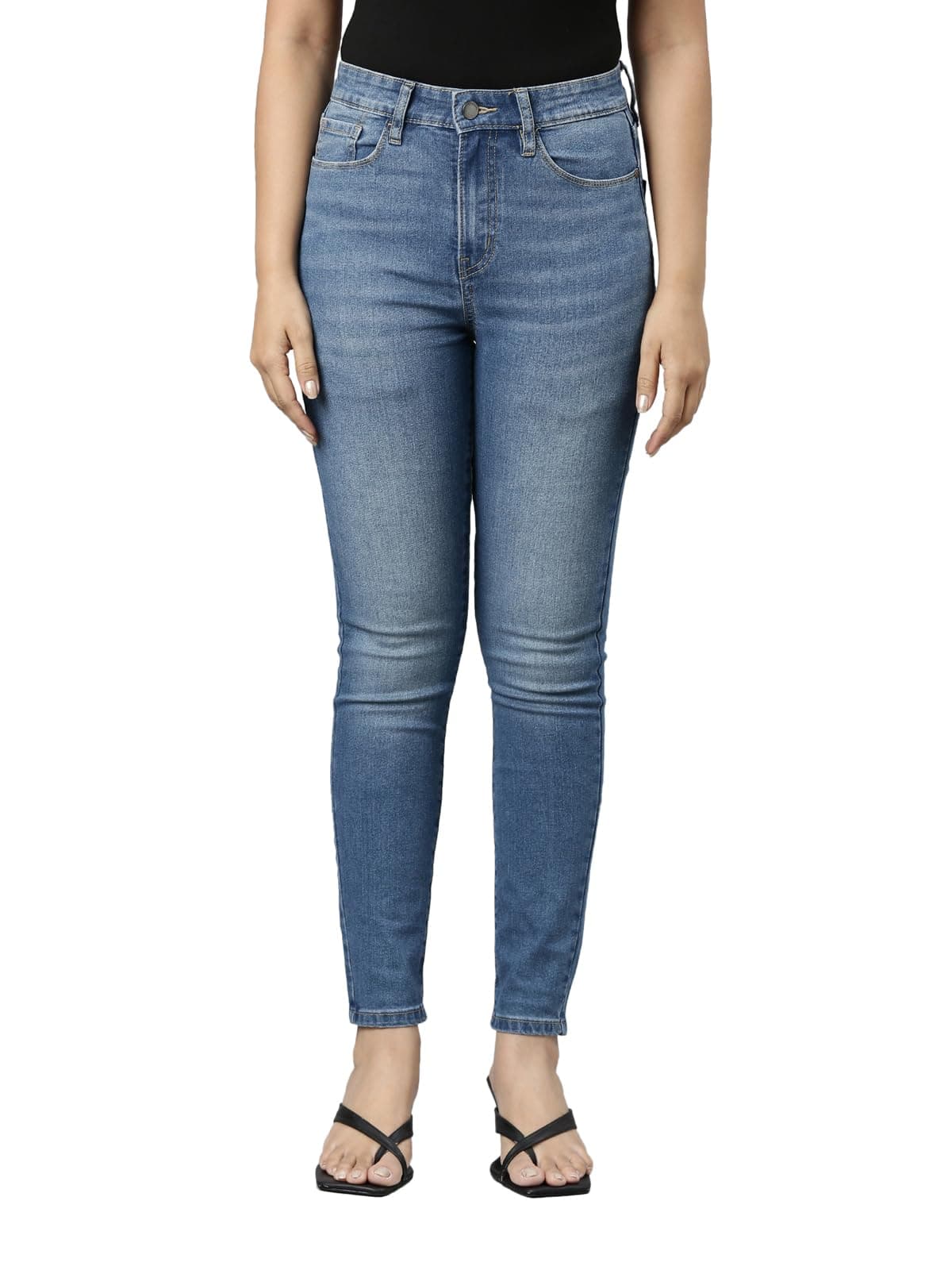 GO COLORS Soft Cotton Blend Skinny Jeans Full Length for Women| Breathable, Mid Rise
