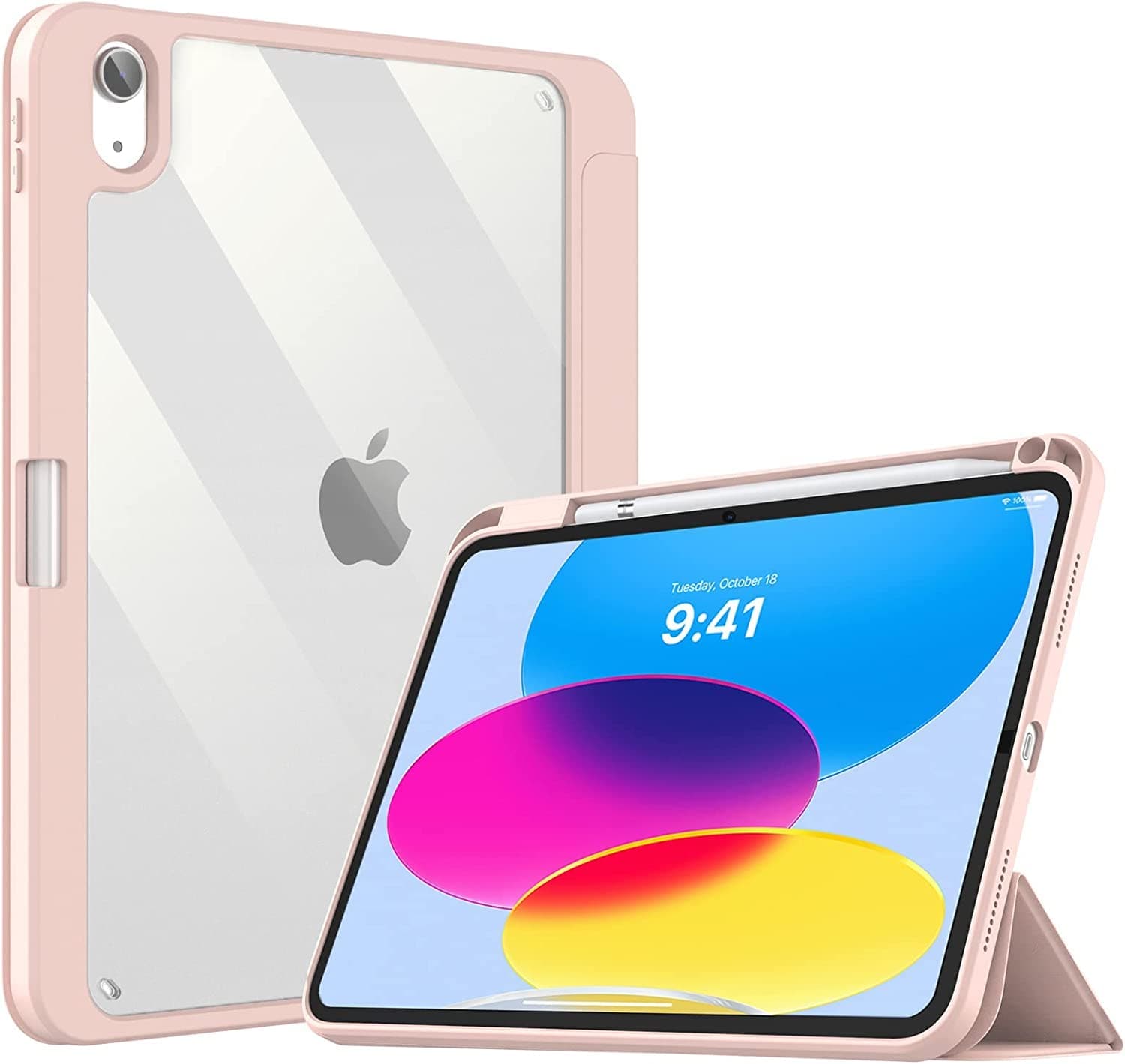 ProElite Case Cover for Apple iPad (A16) 11th/10th Generation (2025/2022), Transparent case Cover with Pencil Holder for iPad 11th/10th Gen 2025/2022, Pink