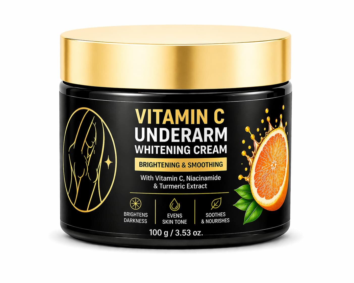 Yorbax Underarm Brightening Cream for Dark Underarms – Skin Lightening & Whitening Cream with Niacinamide & Vitamin C – Reduces Pigmentation, Odour & Dark Patches – For Men & Women (100g)
