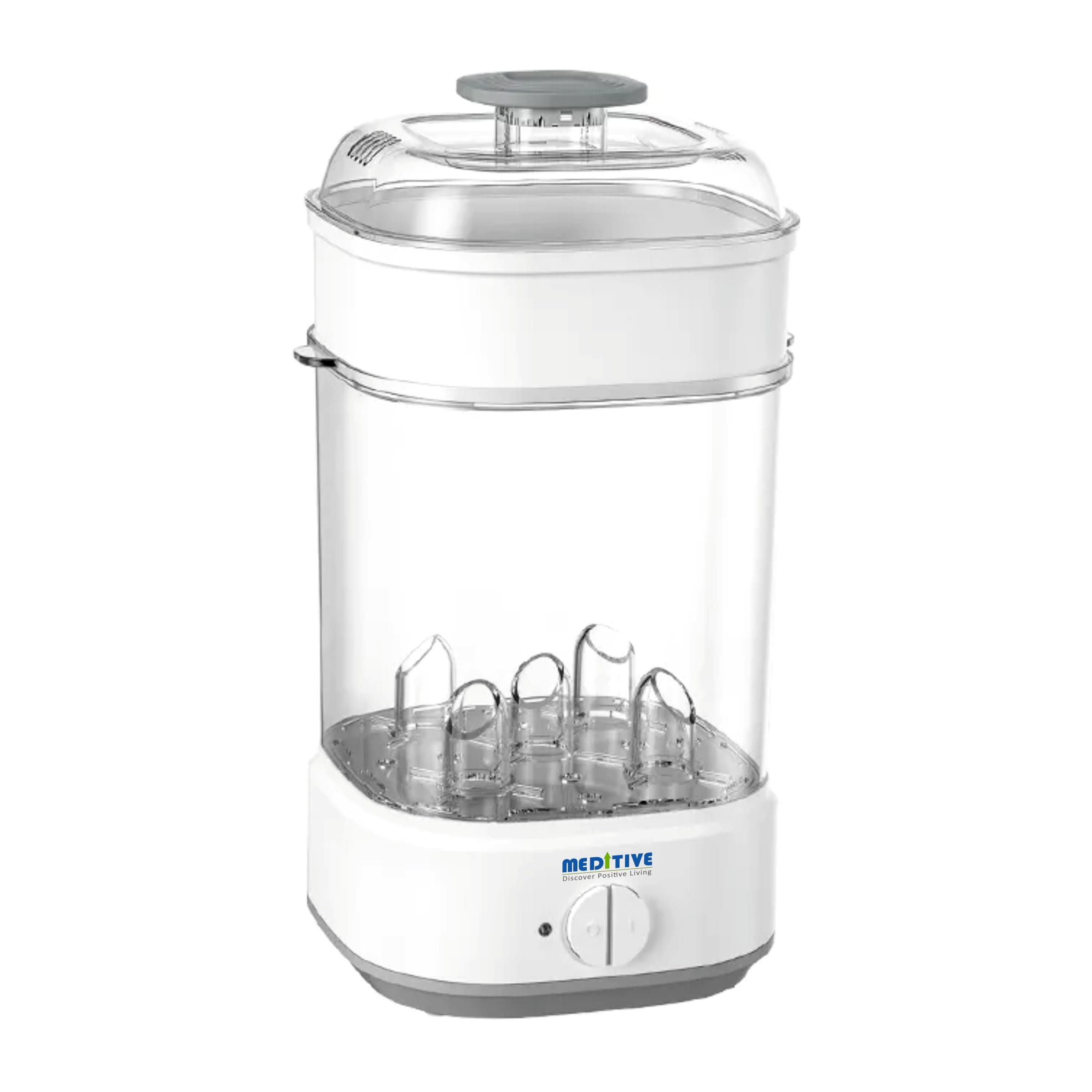 MEDITIVE Electric Baby Bottle Sterilizer | 8-Min Fast 360° Sterilization | Aluminium Teflon Coated Heating Plate | Foldable Portable Sterilizer for Newborn Feeding Bottles & Accessories