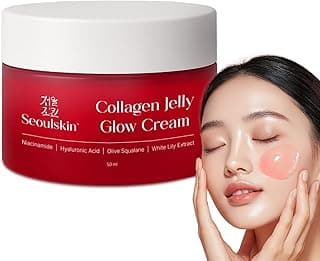 SEOULSKIN Collagen Face Cream for Glowing Skin | Niacinamide, Hyaluronic Acid & White Lily Extract | Red Jelly Moisturizer for Hydration, Firming & Anti-Aging | Korean Glass Skin Glow | 50ml