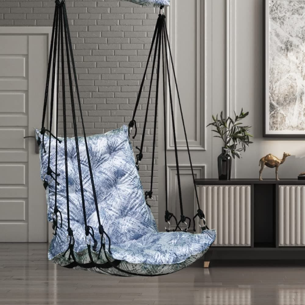 Patiofy Cotton Swing for Adults/Jhula for Adults/Swing for Balcony/Swing for Adults for Home/Hammock Hanging Swing/Swing for Adults and Kids for Indoor and Outdoor (Grey Texture Print)