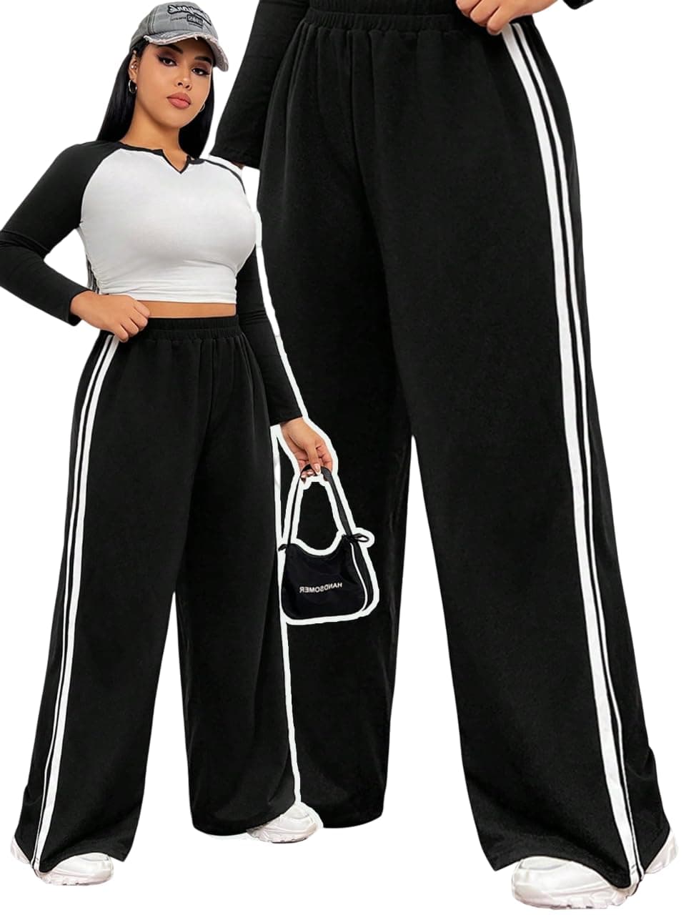 dockstreet Straight Wide fit Long Length Trouser Style Drawstring Trackpant for Women/Trending Sporty Style, Relaxed Casual Pants for Women