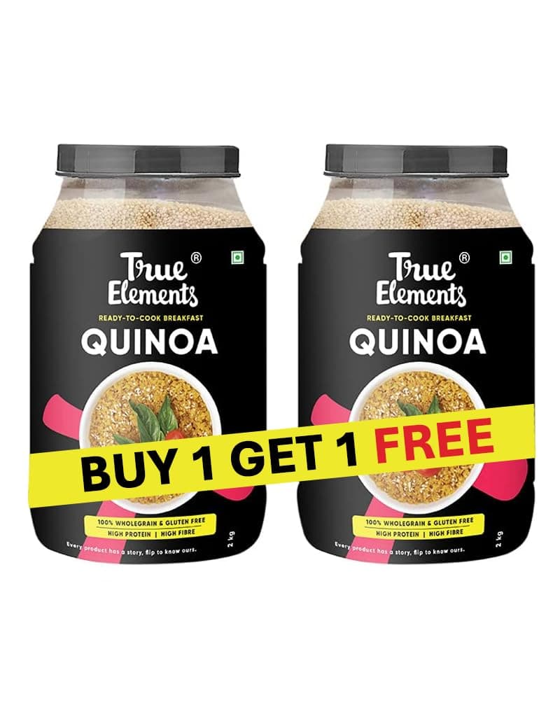 True Elements Quinoa 2kg (Pack of 2) - 100% Wholegrain | Certified Gluten Free | Diet Food | Rich in Fibre | Quinoa Seeds for Weight Management