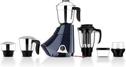 Butterfly Smart Plus 750W Mixer Grinder with 5 Jars| Multipurpose Jars-3 Stainless Steel,1 PC Juicer Jar & 1 Grind & Store Jar| Heavy Duty Motor | 2 Years Manufacturer Warranty| Ink Blue (TRISMA00000)