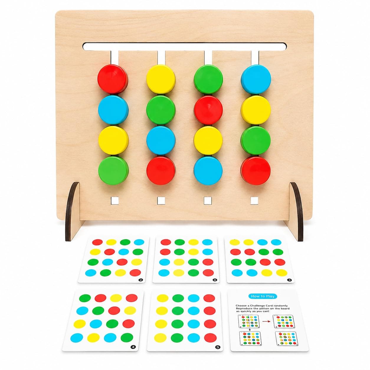 PLUSPOINT Montessori Slide Puzzle Game for Kids – Color & Pattern Matching Educational Brain Teaser Toy for Ages 3-8, Preschool Learning Activity & Travel Gift for Boys & Girls